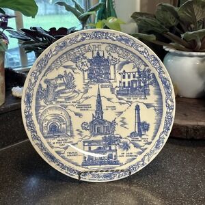 VTG Vernon Kilns Savannah Georgia Collector‎ Plate Barclay's Blue Transferware